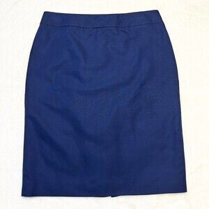 Armani Collezioni Blue Pencil Skirt Cotton Silk Blend Sz 6 Career Designer